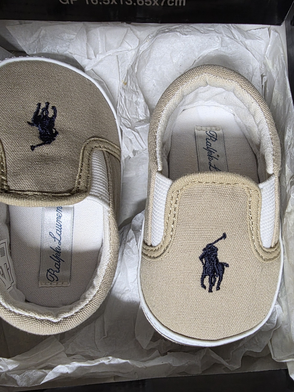 Ralph Lauren Beige Canvas Slip-On Kids Shoes